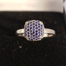 Load image into Gallery viewer, Sterling silver  Blue sapphire ring cz
