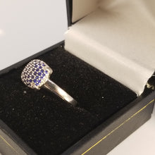 Load image into Gallery viewer, Sterling silver  Blue sapphire ring cz
