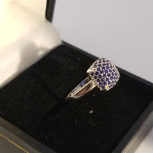 Load image into Gallery viewer, Sterling silver  Blue sapphire ring cz
