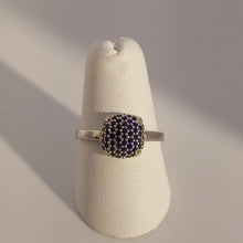 Load image into Gallery viewer, Sterling silver  Blue sapphire ring cz
