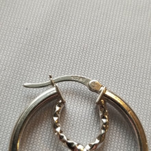 Load image into Gallery viewer, Sterling silver hoop earrings  Infinity symbol glittery outside hoop
