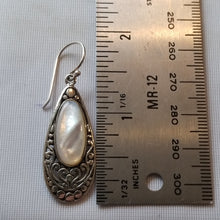 Load image into Gallery viewer, Sterling silver Mother of pearl art Deco dangle earrings
