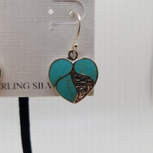 Load image into Gallery viewer, Sterling silver 925 Turquoise heart earrings
