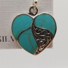 Load image into Gallery viewer, Sterling silver 925 Turquoise heart earrings
