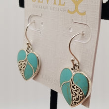 Load image into Gallery viewer, Sterling silver 925 Turquoise heart earrings
