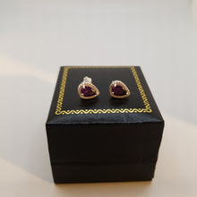 Load image into Gallery viewer, Sterling   Silver 925 stud earrings purple cz
