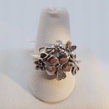 Load image into Gallery viewer, Sterling silver 925 ring  Heart Dragonfly Flower
