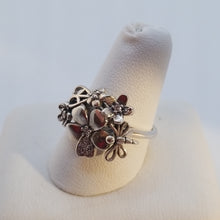 Load image into Gallery viewer, Sterling silver 925 ring  Heart Dragonfly Flower
