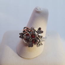 Load image into Gallery viewer, Sterling silver 925 ring  Heart Dragonfly Flower
