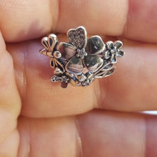 Load image into Gallery viewer, Sterling silver 925 ring  Heart Dragonfly Flower
