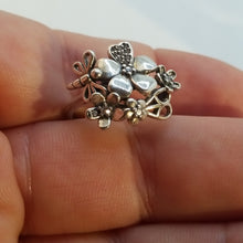 Load image into Gallery viewer, Sterling silver 925 ring  Heart Dragonfly Flower
