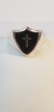 Load image into Gallery viewer, Black onyx Sterling silver 925 cross ring
