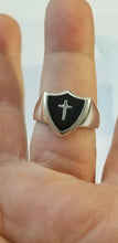 Load image into Gallery viewer, Black onyx Sterling silver 925 cross ring
