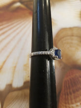 Load image into Gallery viewer, Sterling silver 925 ring  London blue topaz cz square Halo
