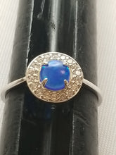 Load image into Gallery viewer, Sterling silver Fire opal ring With CZ Halo
