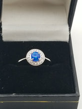 Load image into Gallery viewer, Sterling silver Fire opal ring With CZ Halo
